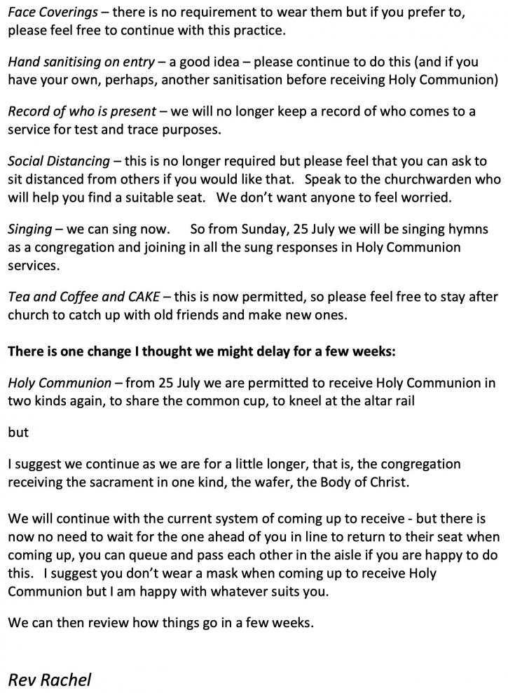 Benefice post Covid arrangements after 19 July 2021 p2of2