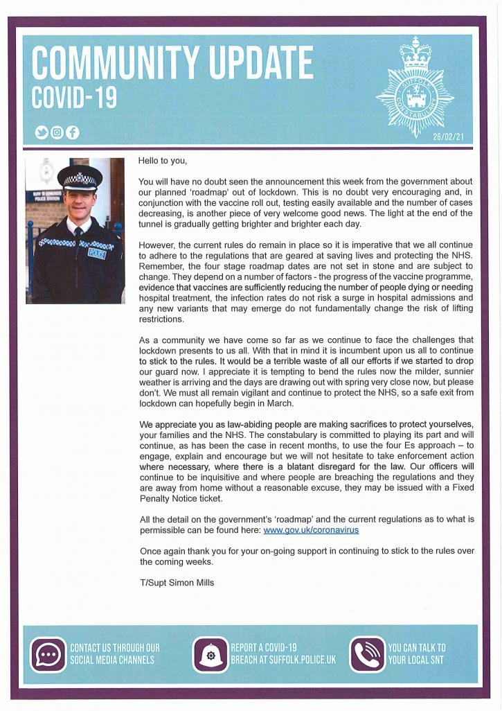 CommunityUpdateCovid260221 Suffolk