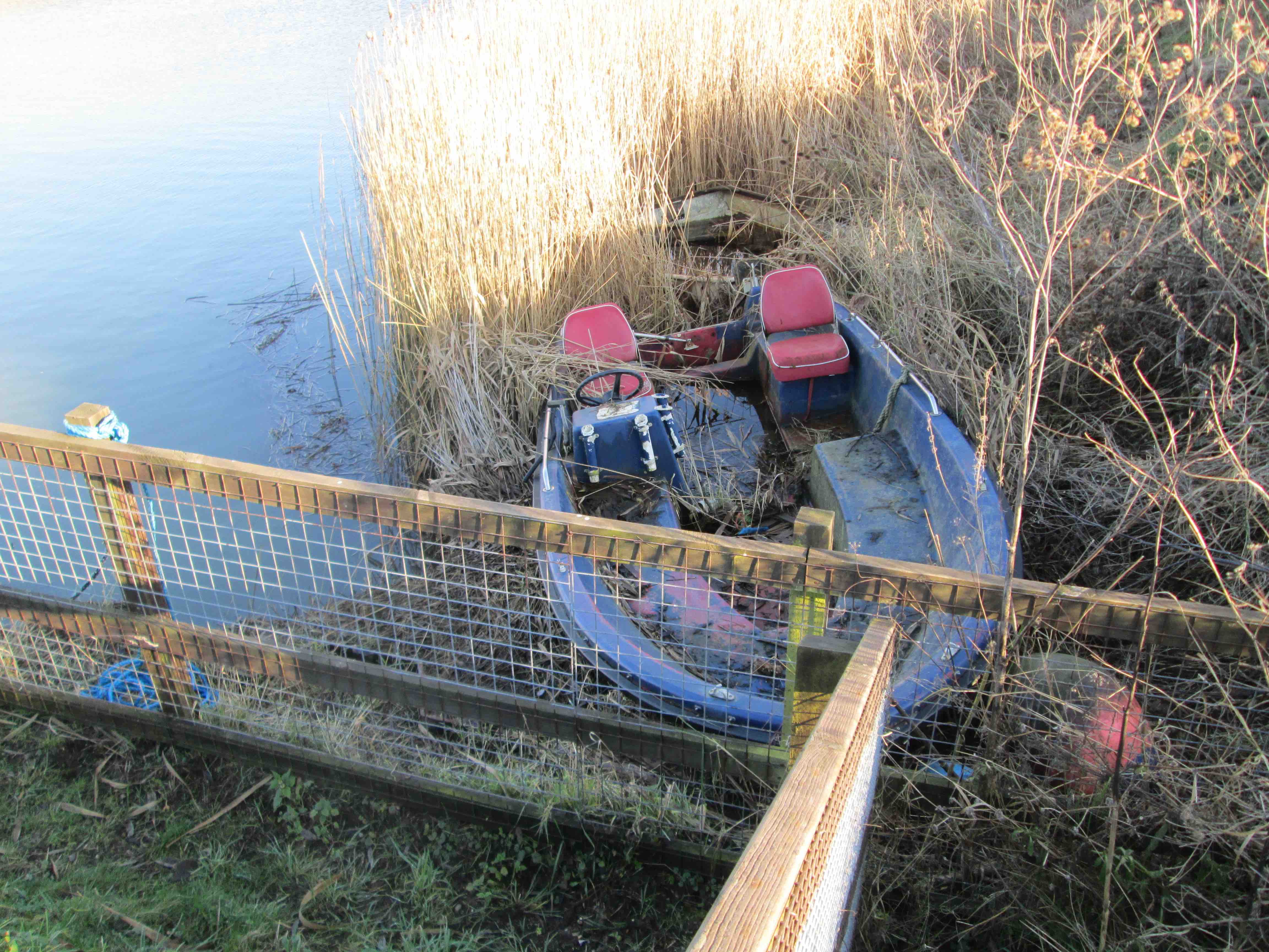 Blue boat at the Bridge