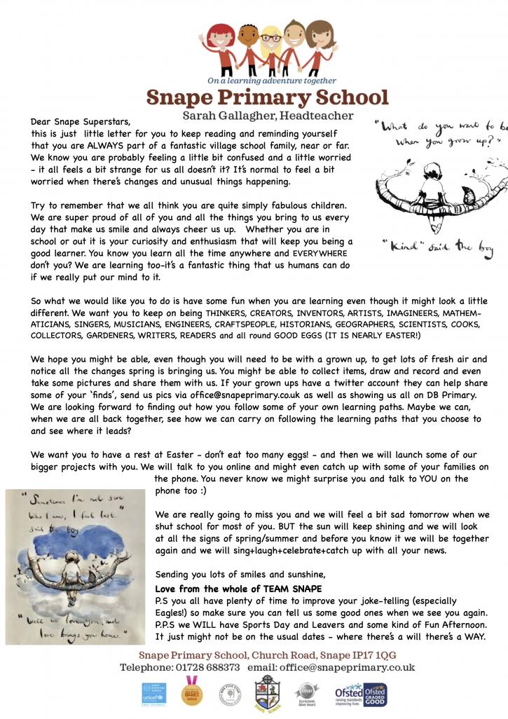 Good bye letter for school closure