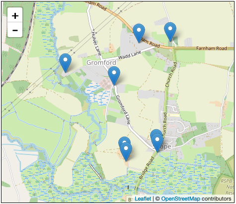 map of listed buildings in Snape